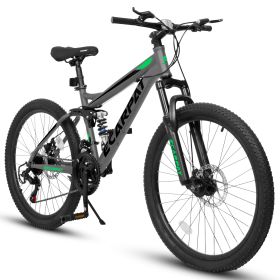 A2660 Ecarpat Mountain Bike 26 Inch Wheels, 21-Speed Full Suspension Mens Womens Trail Commuter City Mountain Bike