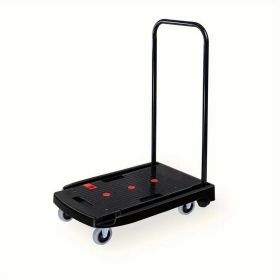 330 pound capacity black plastic steel body foldable trolley, trolley 4-wheel folding platform trolley, made of heavy-duty durable aluminum