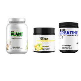 Gym Rat Bundle Protein, Pre-Workout, Creatine (Pre-Workout and Creatine: Pure Focus and Creatine, Protein: Pure Plant Protein Vanilla)