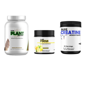 Gym Rat Bundle Protein, Pre-Workout, Creatine (Pre-Workout and Creatine: Pure Focus and Creatine, Protein: Pure Plant Protein Chocolate)