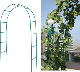 Black Garden Arch Arbors, Trellis for Climbing Plants Outdoor 6-8ft, Two Way Assemble Wedding Decoration Metal Arch (Color: Turquoise)